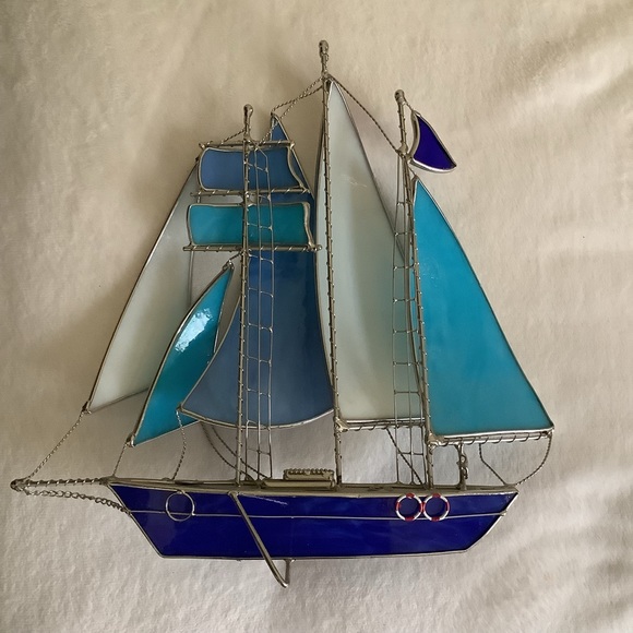 Leaded Glass Sailboat - Picture 9 of 9